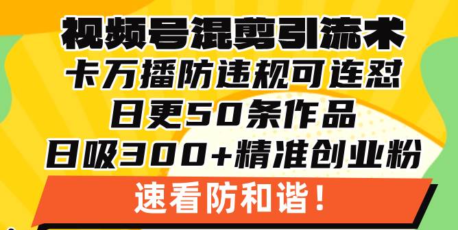 视频号混剪引流技术，500万播放引流17000创业粉，操作简单当天学会11-21中创网