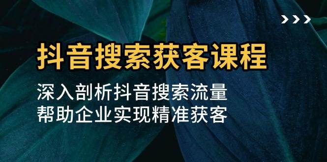 抖音搜索获客课程：深入剖析抖音搜索流量，帮助企业实现精准获客11-26中创网