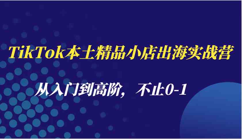 2024最新TikTok本土精品小店出海实战营，从入门到高阶，不止0-112-27福缘网